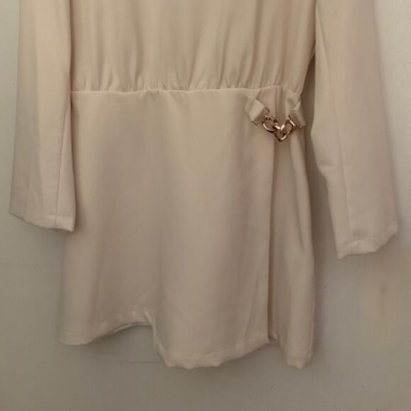 Zara Cream Long Sleeve Romper w/ Gold Chain Detail, Sz L, NWT - Picture 7 of 8